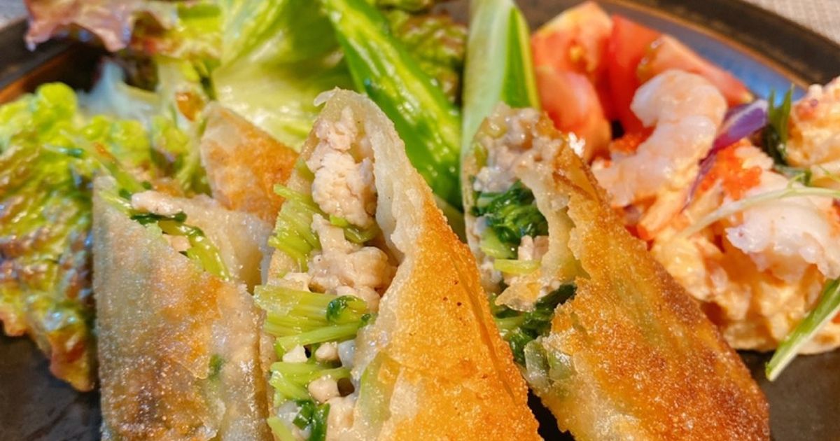 鶏ミンチと豆苗の春巻き by OKAN食堂 【クックパッド】 簡単おいしい