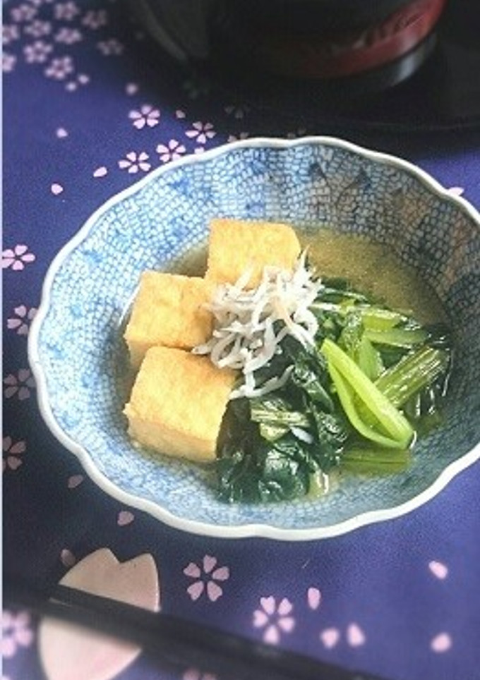 小松菜と厚揚げの炊いたん(しらす添え)-レシピのメイン写真
