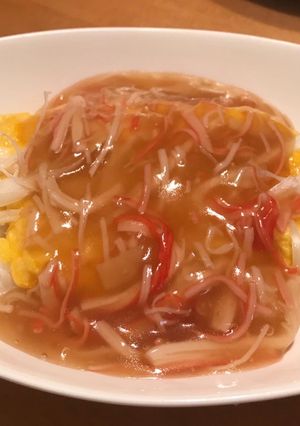 カニカマとネギの甘酢あんかけ玉子丼-レシピのメイン写真