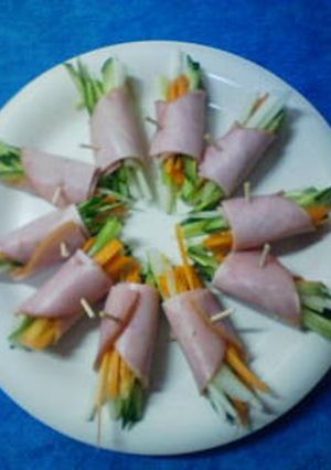 簡単ハムの野菜巻き♪-レシピのメイン写真