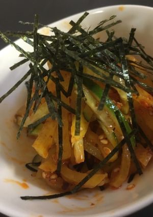 美味しいたくあんきゅうり食べるラー油和え-レシピのメイン写真
