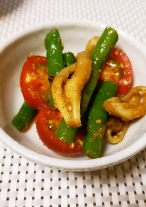 インゲン豆としめじとミニトマトのごま和え-レシピのメイン写真