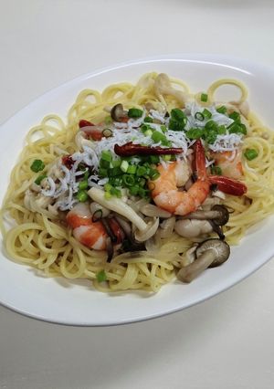 ◇殻つきボイルエビで和風きのこのパスタ◇-レシピのメイン写真