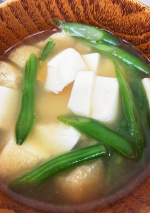 今週のお味噌汁　インゲンと豆腐-レシピのメイン写真