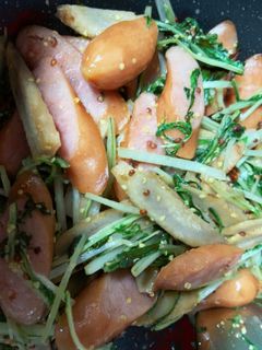 水菜とごぼうのマスタード炒め-レシピのメイン写真