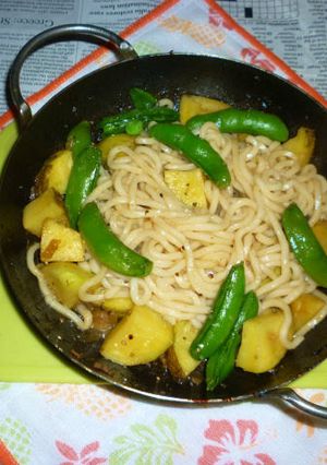 北あかり＆スナップえんどうの焼きうどん-レシピのメイン写真