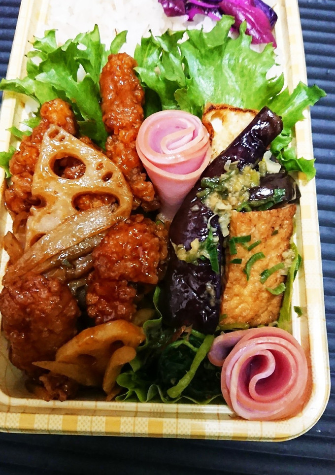 【夫婦弁当24】茄子と厚揚の焼浸しと惣菜-レシピのメイン写真