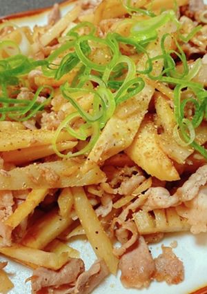 タケノコと豚肉の山椒炒め-レシピのメイン写真