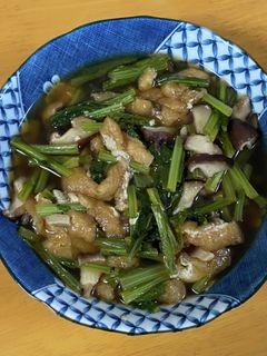 カブの葉と揚げと椎茸の煮物-レシピのメイン写真