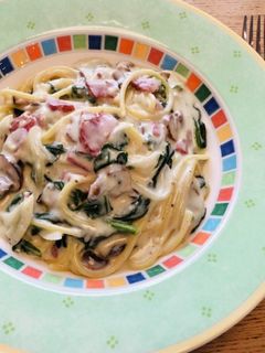 ほうれん草とキノコのクリームパスタ-レシピのメイン写真