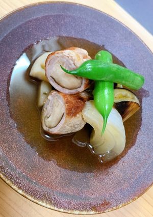 豚ロース椎茸巻き 新玉ねぎの炊き合わせ-レシピのメイン写真