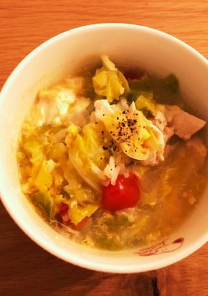 ロカボ ご飯とトマト、卵の食べるスープ-レシピのメイン写真