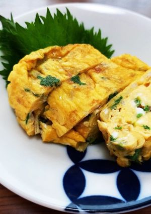 コゴミ・ちりめん入り卵焼き-レシピのメイン写真