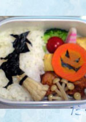 キャラ弁★ハロウィン　ほうきで飛ぶ魔女-レシピのメイン写真