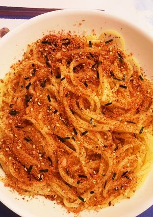 ふりかけで簡単たらこパスタ風-レシピのメイン写真