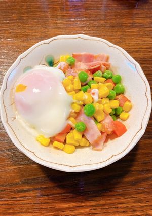 ミックス野菜の温玉乗せ-レシピのメイン写真