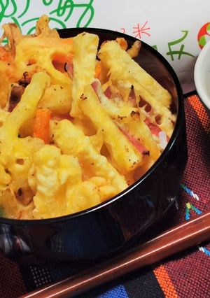 野菜かき揚げ天丼with雪若丸-レシピのメイン写真