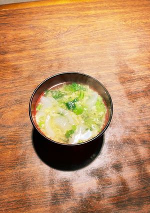青菜&玉葱のかきたま味噌汁-レシピのメイン写真