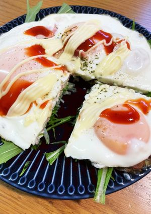 ベーコンエッグと水菜-レシピのメイン写真