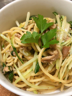 水菜とツナのガーリックパスタ-レシピのメイン写真