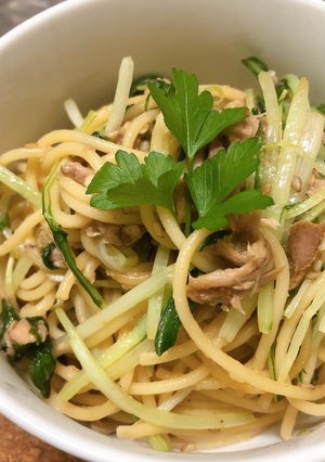 水菜とツナのガーリックパスタ-レシピのメイン写真
