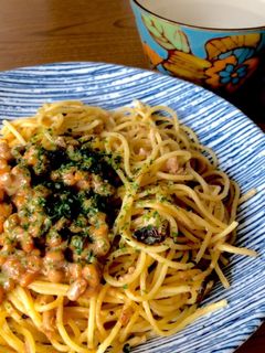 納豆後のせ 和風パスタ-レシピのメイン写真