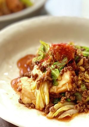 キャベツと厚揚げと挽肉のコチュジャン炒め-レシピのメイン写真
