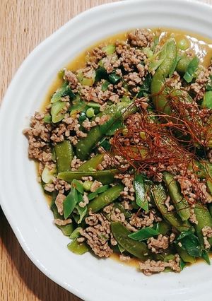 話題！ガチで麻婆スナップエンドウ-レシピのメイン写真