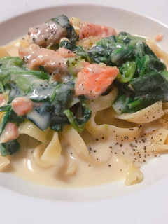 マイ ほうれん草と塩鮭のクリームパスタ-レシピのメイン写真