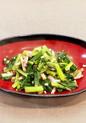 蕪の葉にんにくベーコン炒め〜何食べ#15-レシピのメイン写真