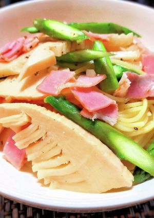 タケノコとアスパラとベーコンの和風パスタ-レシピのメイン写真
