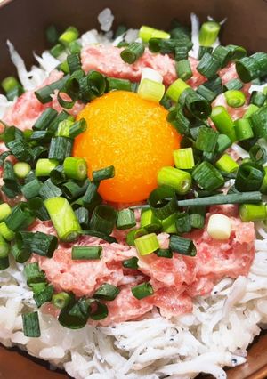 社会人一人暮らしのご褒美マグロしらす丼-レシピのメイン写真