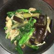 油揚げと茄子とアスパラ菜のポン酢炒め