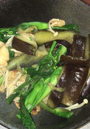 油揚げと茄子とアスパラ菜のポン酢炒め-レシピのメイン写真