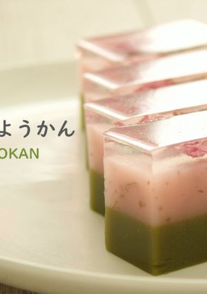 春色♪桜と抹茶の水ようかん-レシピのメイン写真