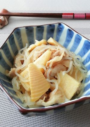 *たけのこと豚バラと糸こんにゃくの味噌煮-レシピのメイン写真