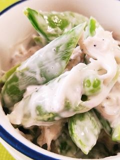 旬!スナップエンドウとしらすの梅マヨ和え-レシピのメイン写真