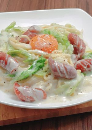 ポキポキウィンナーと春キャベツのパスタ-レシピのメイン写真