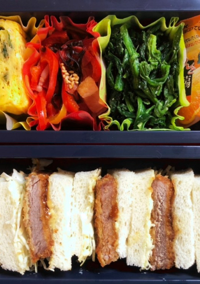 高校生弁当日記（カツサンド編）-レシピのメイン写真