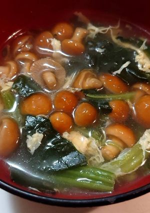 簡単！なめこ卵ほうれん草の生姜スープ-レシピのメイン写真