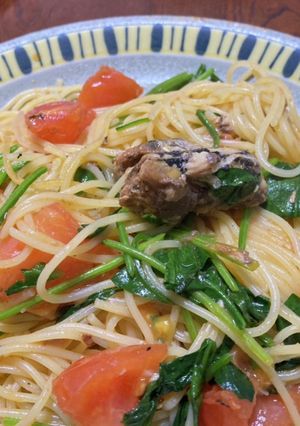まいわし油漬トマト缶使用、簡単パスタ-レシピのメイン写真