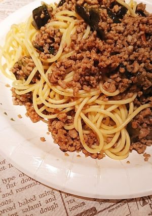 ナスとひき肉のバター醤油パスタ-レシピのメイン写真