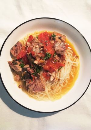 鯖缶トマトそうめん-レシピのメイン写真