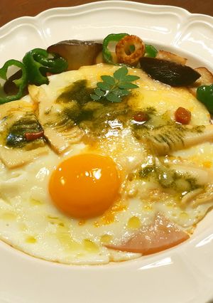 筍、チーズのハムエッグ　木の芽ソース-レシピのメイン写真