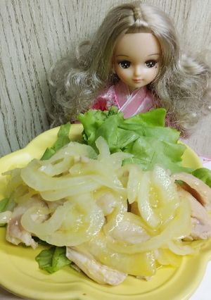 リカちゃん♡新たまマスタードマリネ茹で鶏-レシピのメイン写真
