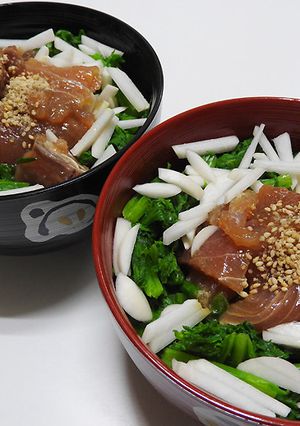 かぶ菜シャキシャキ!お刺身漬け丼-レシピのメイン写真