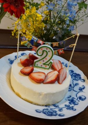 レアチーズケーキ　低年齢誕生日ケーキにも-レシピのメイン写真