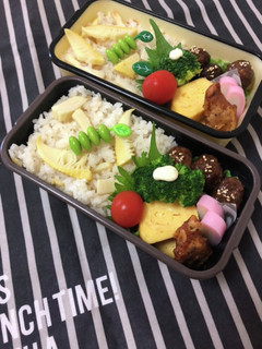男子高校生&中学生弁当4/18筍ご飯弁当-レシピのメイン写真