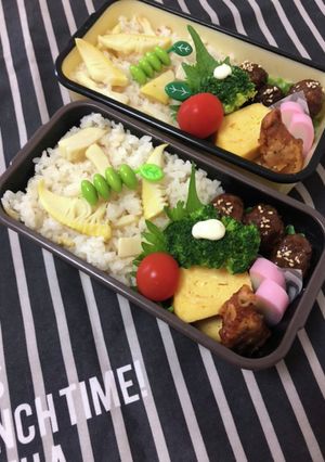 男子高校生&中学生弁当4/18筍ご飯弁当-レシピのメイン写真