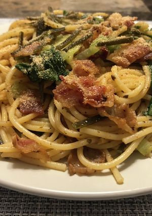 【ほぼ減塩】青梗菜と減塩ベーコンのパスタ-レシピのメイン写真